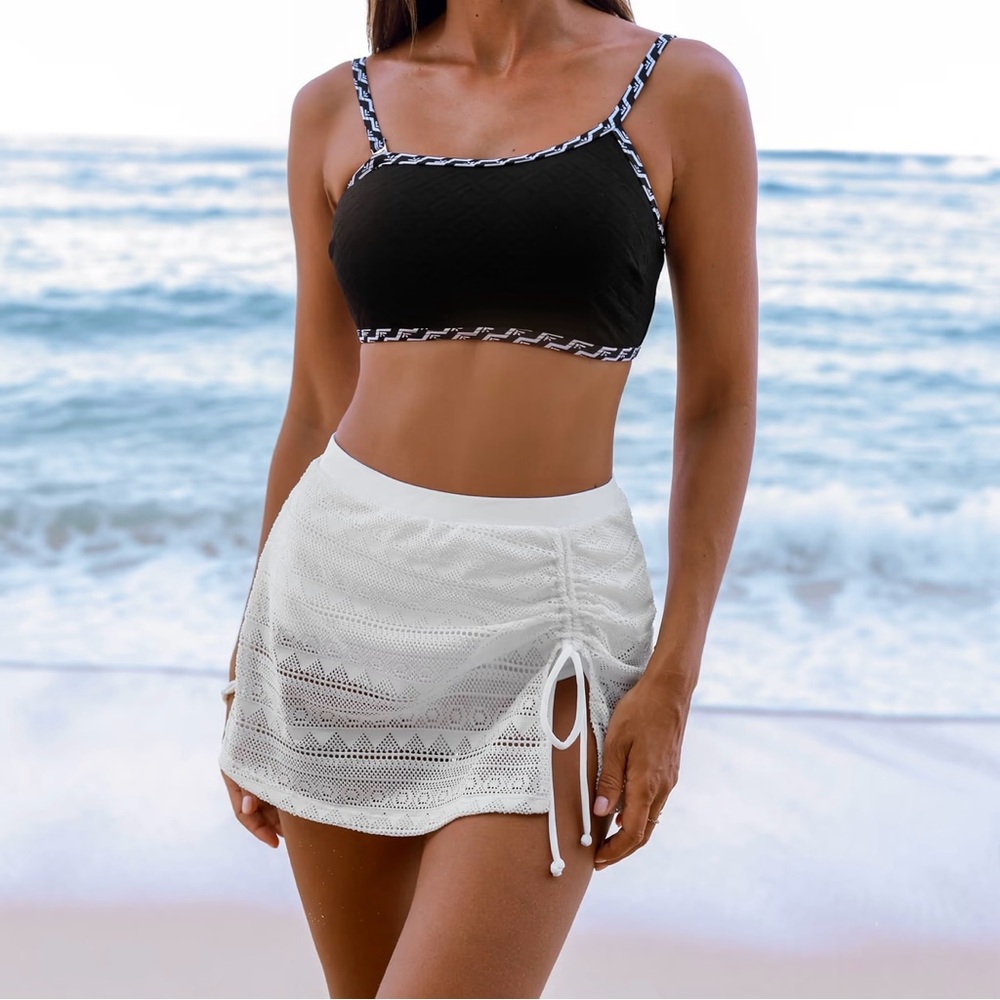 Cupshe White Lace Retro Swim Skirt, new, in original pouch, sold out style - Picture 14 of 14